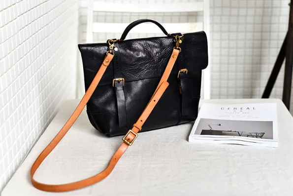YAAGLE Women Vintage Tanned Leather Messenger Flap Handbag YG297 (big)