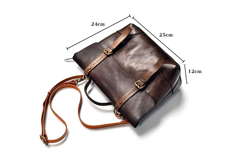YAAGLE Women Vintage Tanned Leather Messenger Flap Handbag YG297 (big)