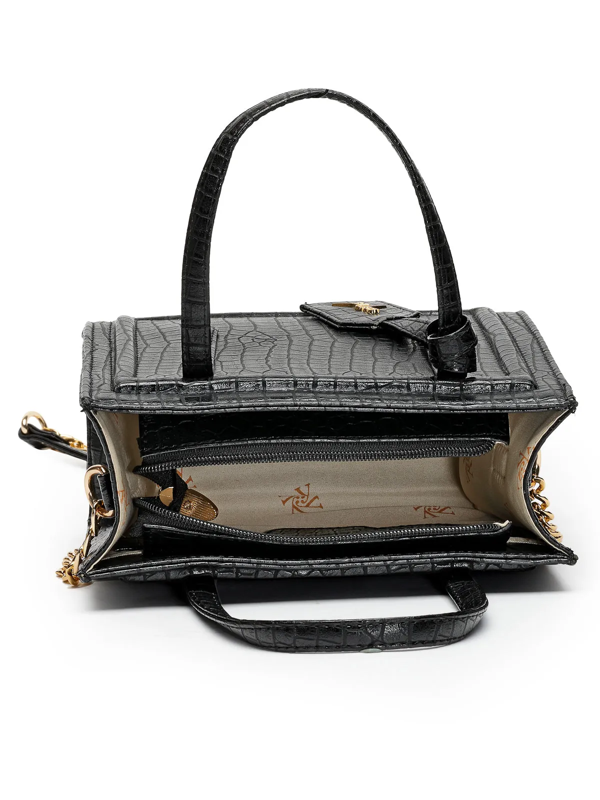 Yelloe Black Synthetic Leather Sling Bag For Women