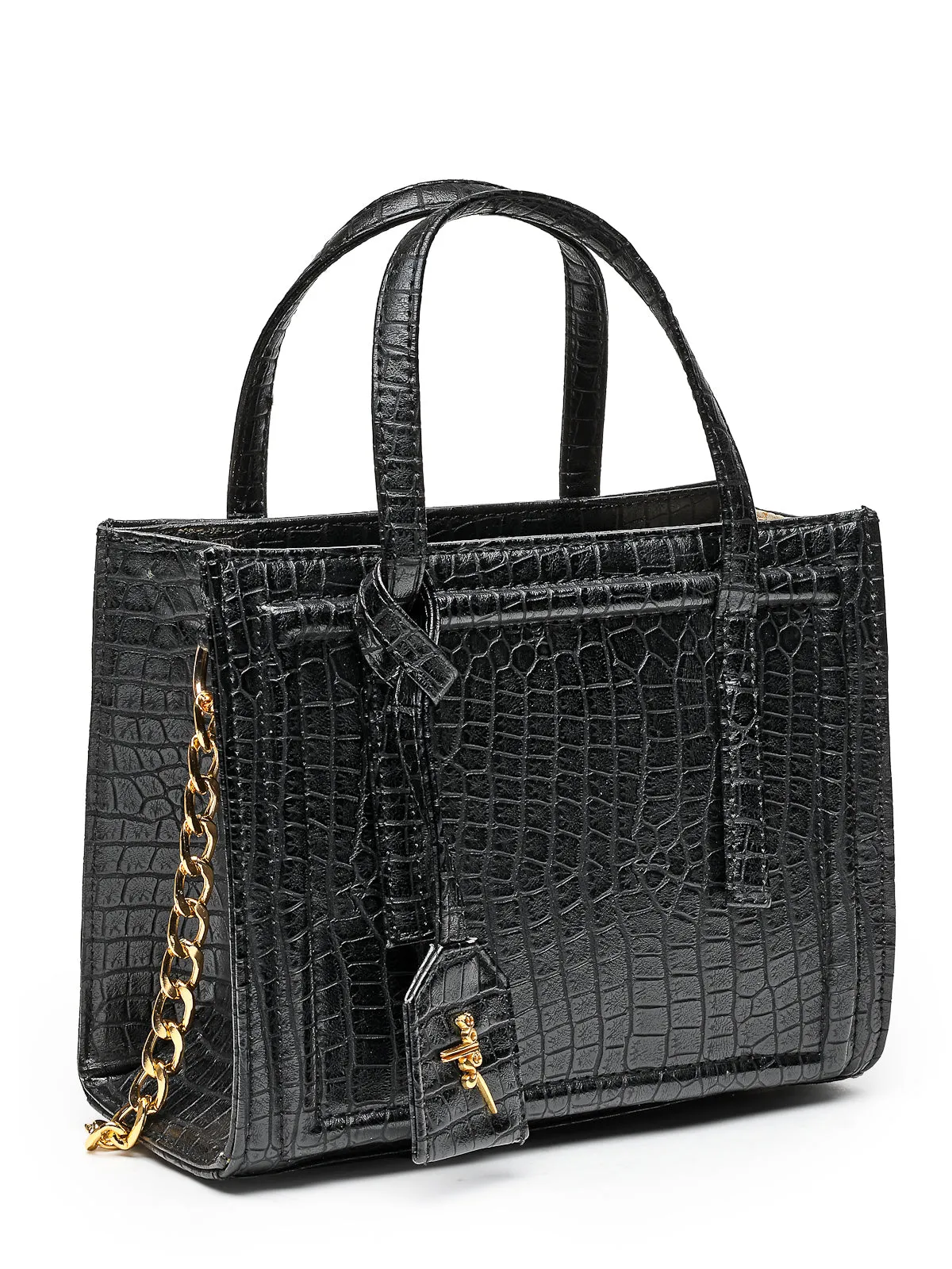 Yelloe Black Synthetic Leather Sling Bag For Women